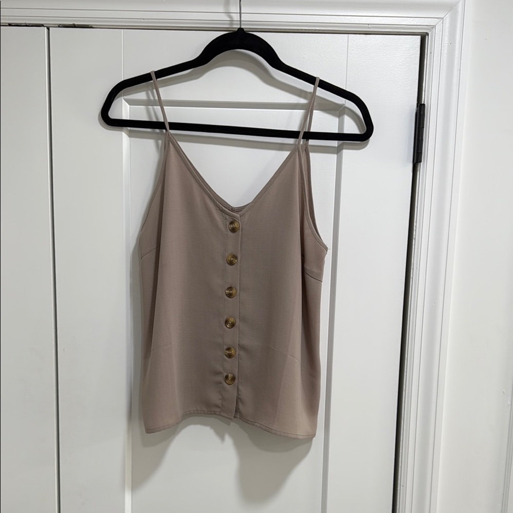 Elegant Tan Button-Down Women's Top